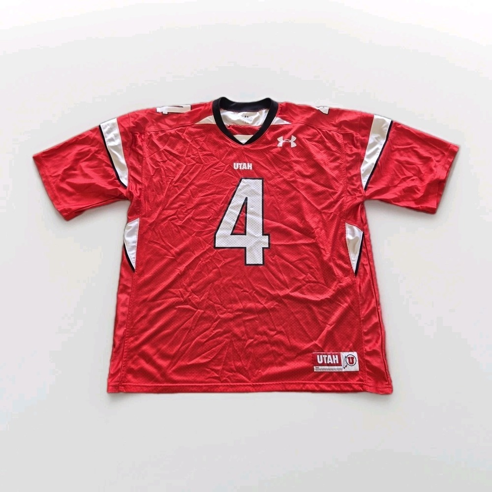UTAH UTES Football Jersey Under‎ Armour Red Loose Men's Size XL #4 Y2K 00s NCAA